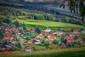 Beautiful landscape of Sankt Englmar on beautiful, green Bavarian forest in Germany