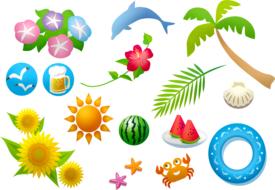 beach attributes on colorful illustration