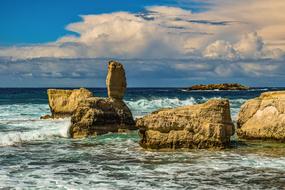 sea caves and cliffs on the coast in Cyprus