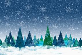 drawing of christmas winter fir trees