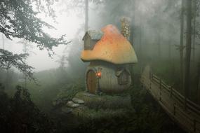 mystical image of a gnome's house in the forest