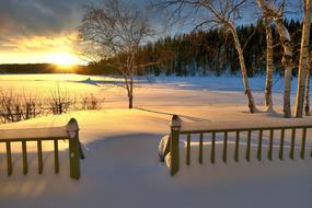 Landscape of bright Sunset at Winter