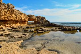 Beautiful and colorful rock formation near the water in Ayia Napa, Cyprus, Greece