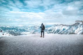 climber at the summit of Kitzsteinhorn, Austria