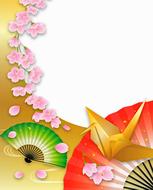 japanese background with origami fans