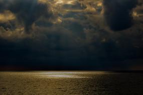 storm clouds over calm sea