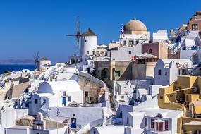 Beautiful enchanting Santorini City with buildings in Greece