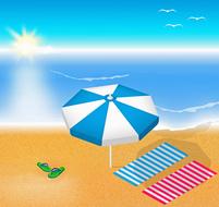 background sand sea umbrella drawing