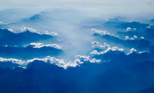 Mountains Sunrise blue
