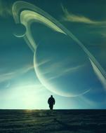 Winter Field Planet person drawing