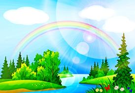 mountainr landscape rainbow drawing