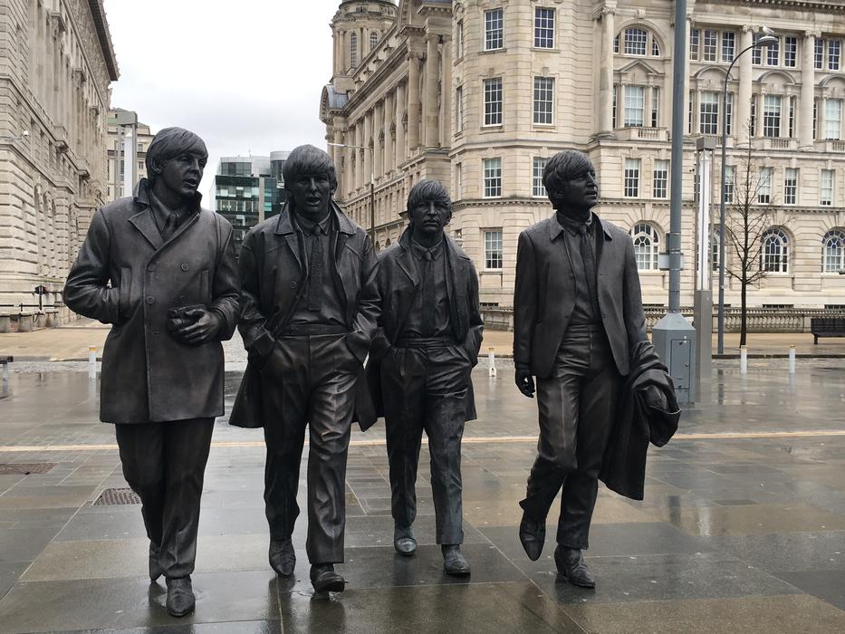 sculpture of the Beatles group in Liverpool