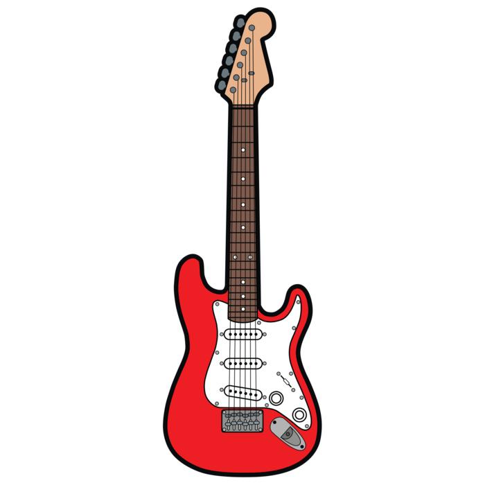 vertical image of red-white guitar
