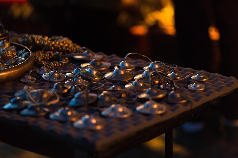 musical instruments at ethno festival close up