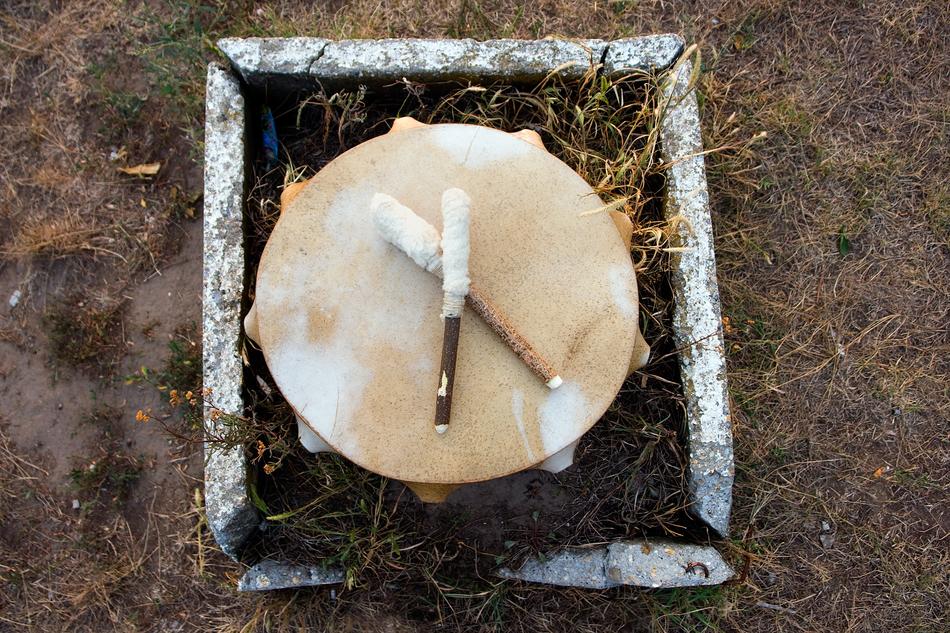 drum of Tribal Shaman on ground