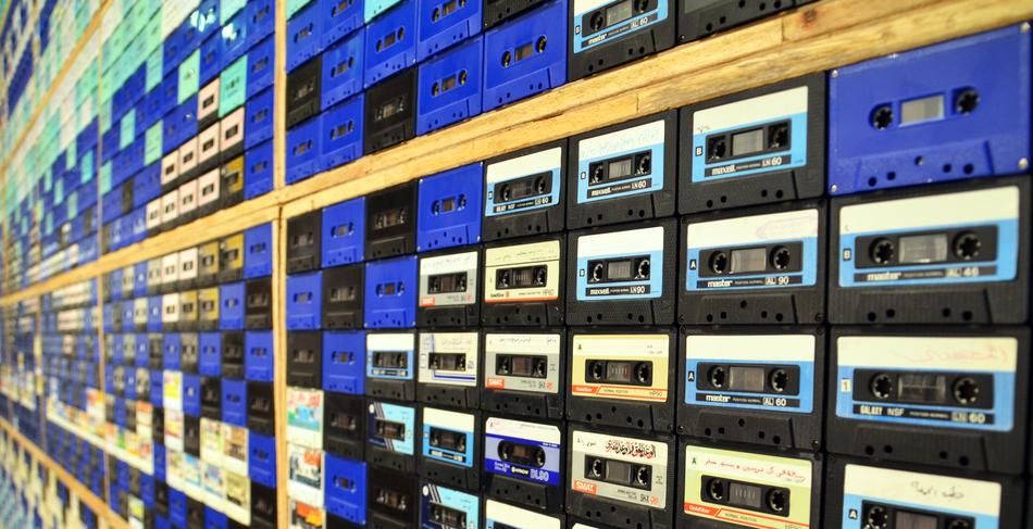 art installation from music cassettes