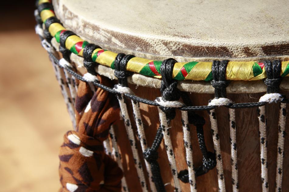 Beautiful and colorful drum with the ornament
