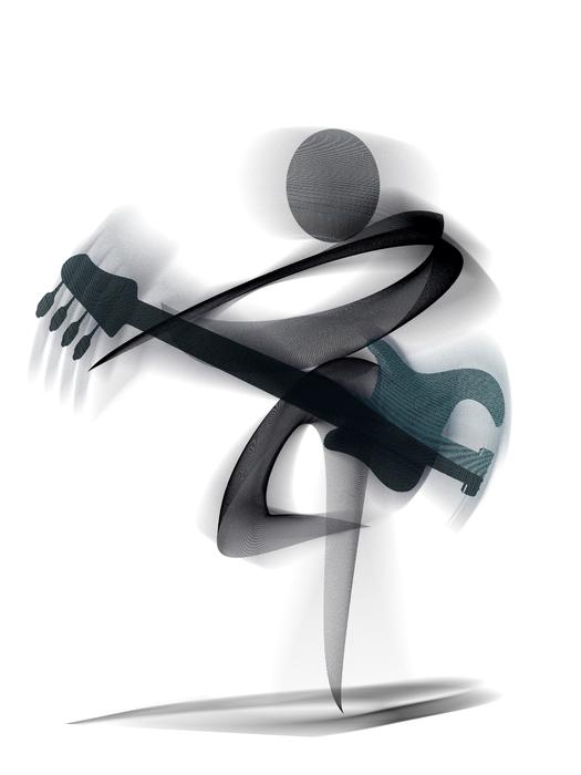 guitar player shodow drawing