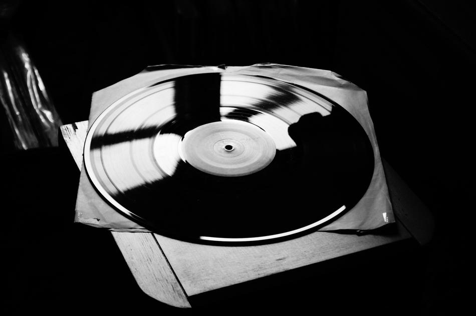 Vinyl Music as an illustration in black background