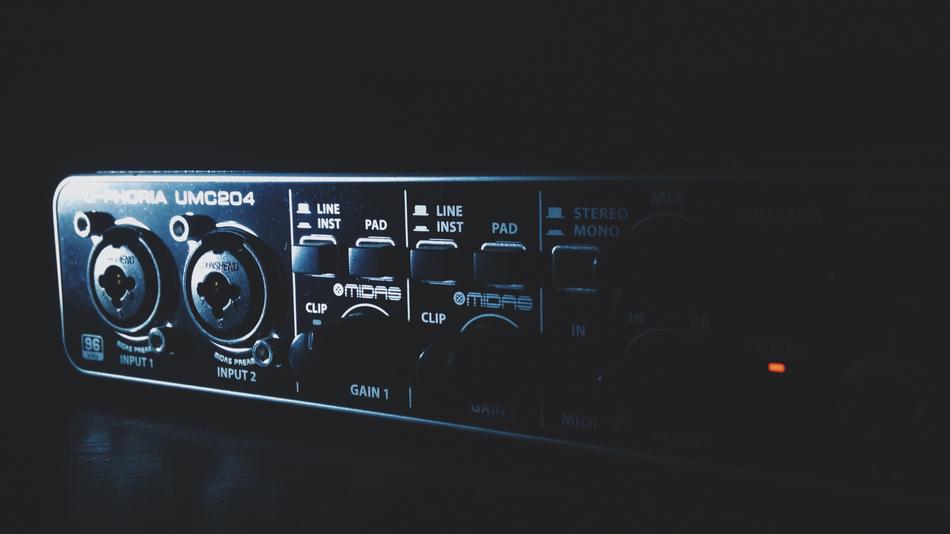 Beautiful audio interface in light and darkness