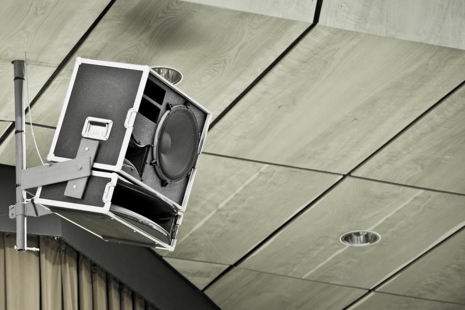 audi speaker is mounted on the ceiling