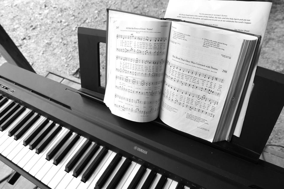 Music sheets on electric piano