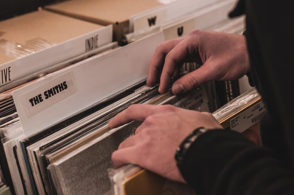 Person, searching of the something in the vinyls