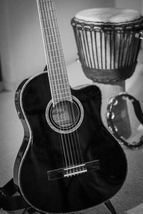 Guitar Acoustic Black and white