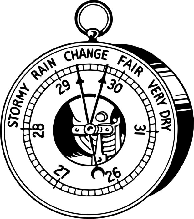 drawn round barometer