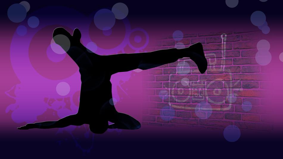 modern dance on colorful purple background