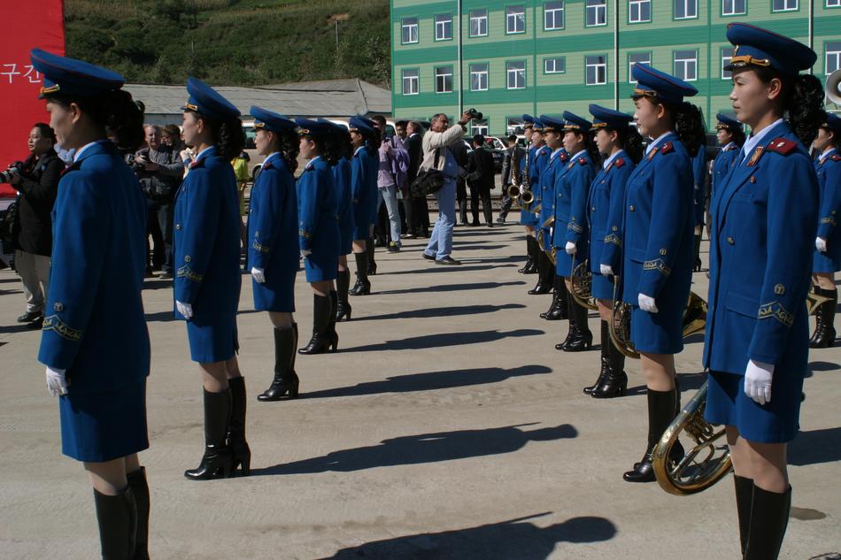 Women in form on the parade in North Korea