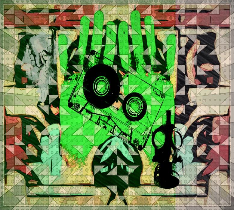 modern wallpaper with cassette