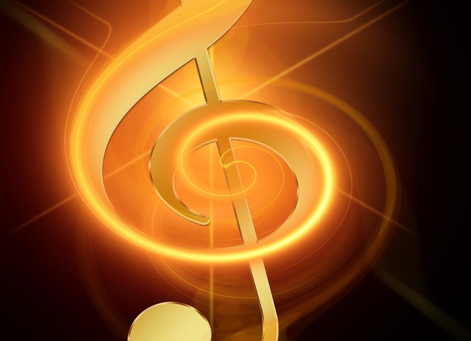 clef neon gold music symbol