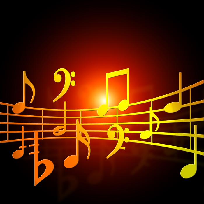music, drawing with golden notes