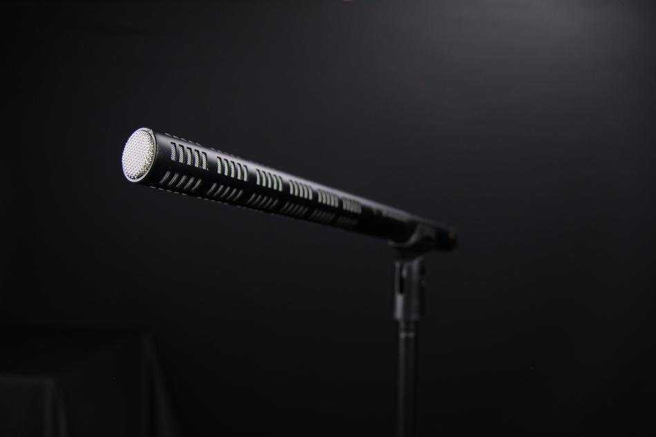 monochrome audio microphone on television
