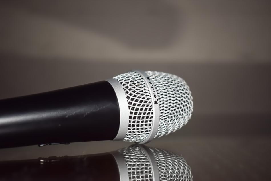 microphone on glass table