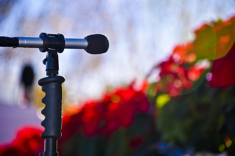 stage Microphone at colorful blur background