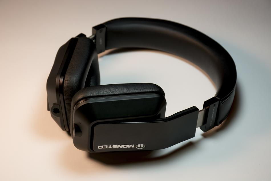 Headphones Monster Sound on a white background close-up