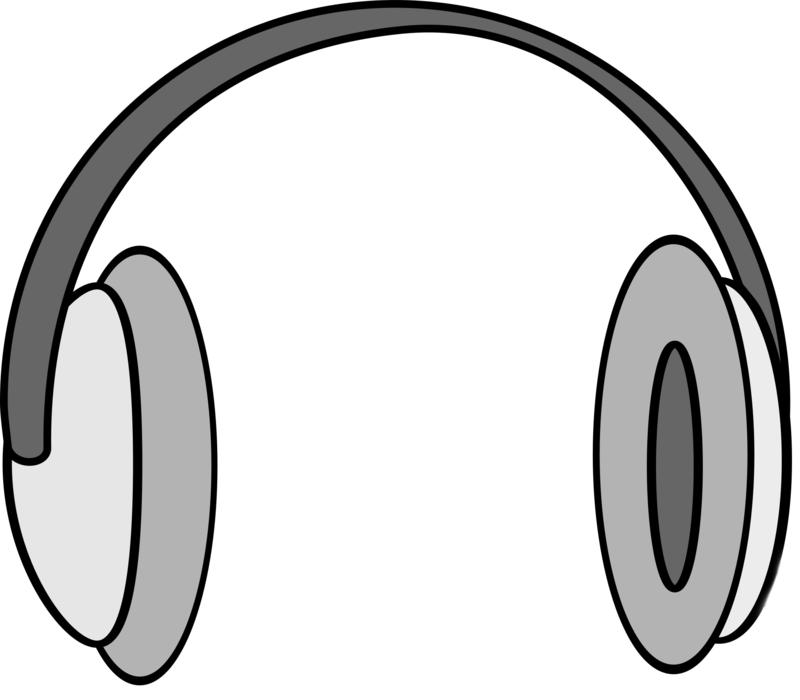 drawn gray headphones on white background