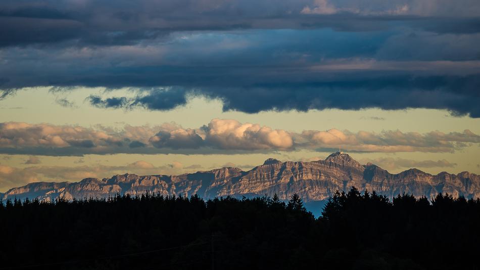 Alpine mountains in the evening