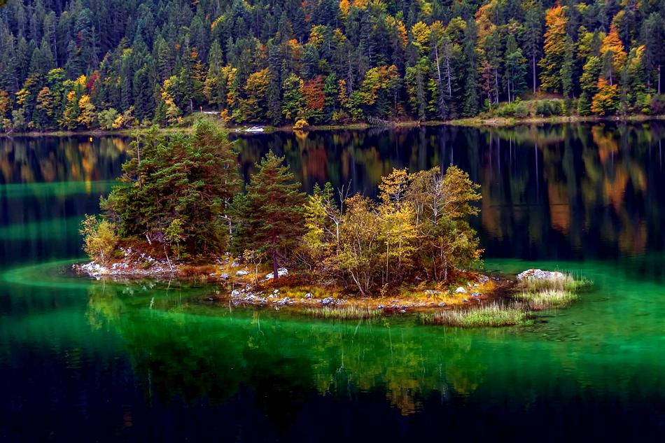 landscape of Eibsee in Germany