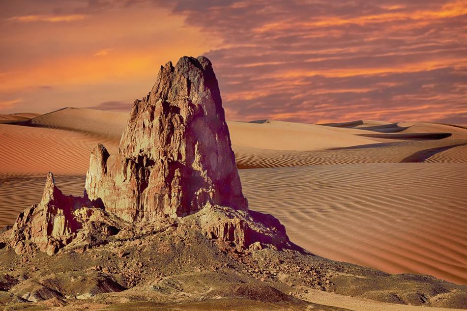 red rocks and dunes