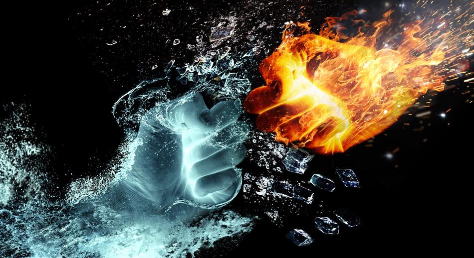 fire and water fight hands