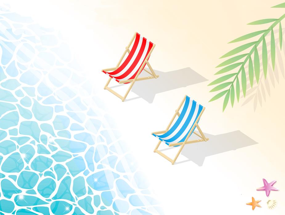 clipart of beach chairs near ocean