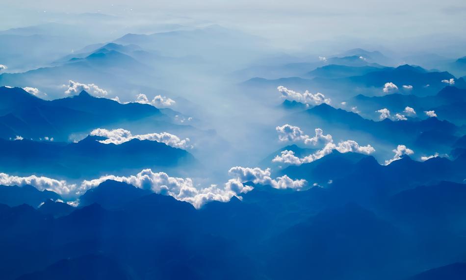 Mountains Sunrise blue