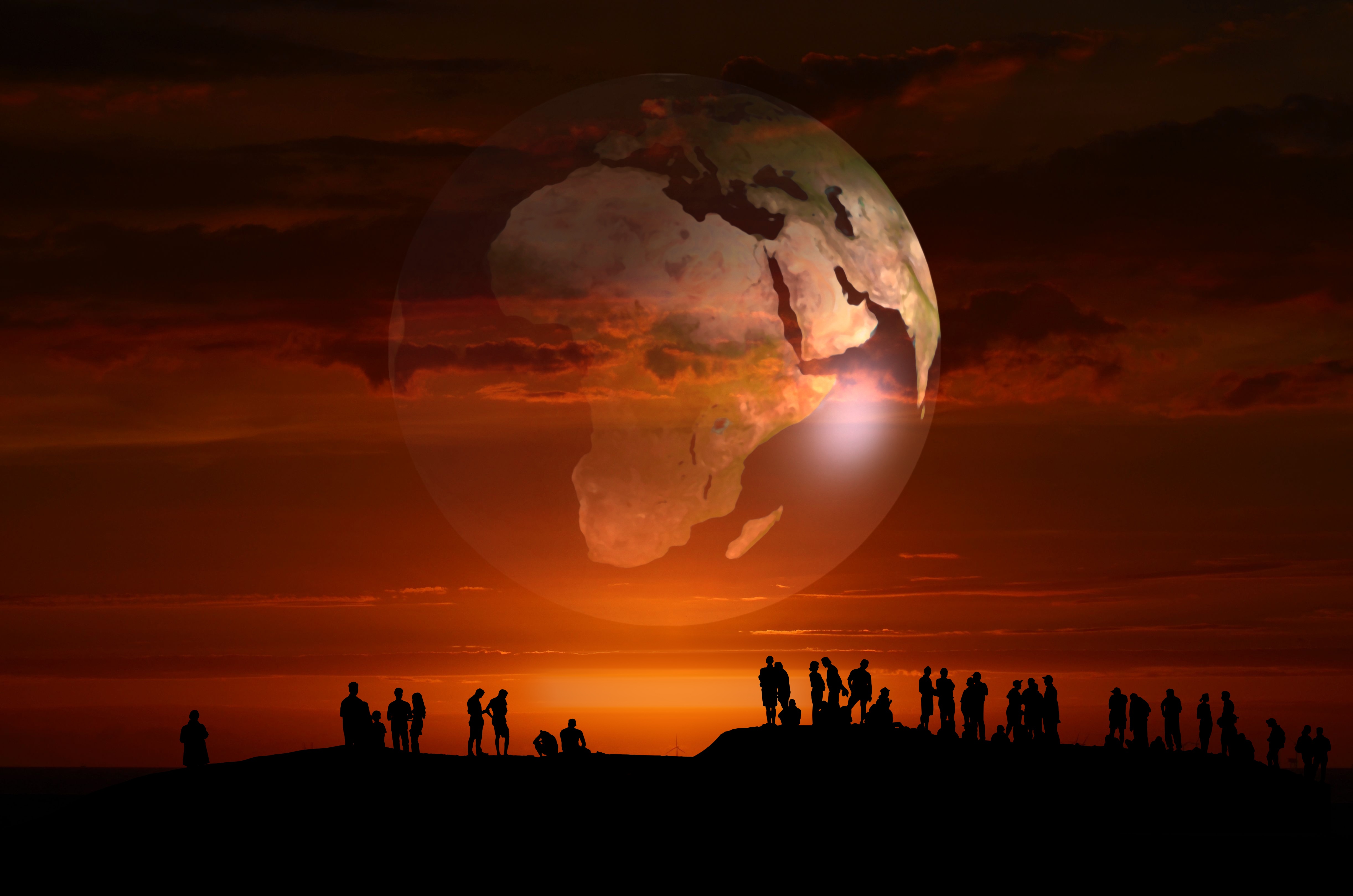 Clipart of Group Of People Earth Globe free image download