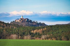 castle on hill over forest, Germany, thuringia