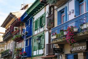 Houses Facade with Balcony