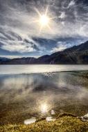 Sun Backlighting lake