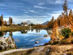 beautiful Mountain lake at fall, Italy